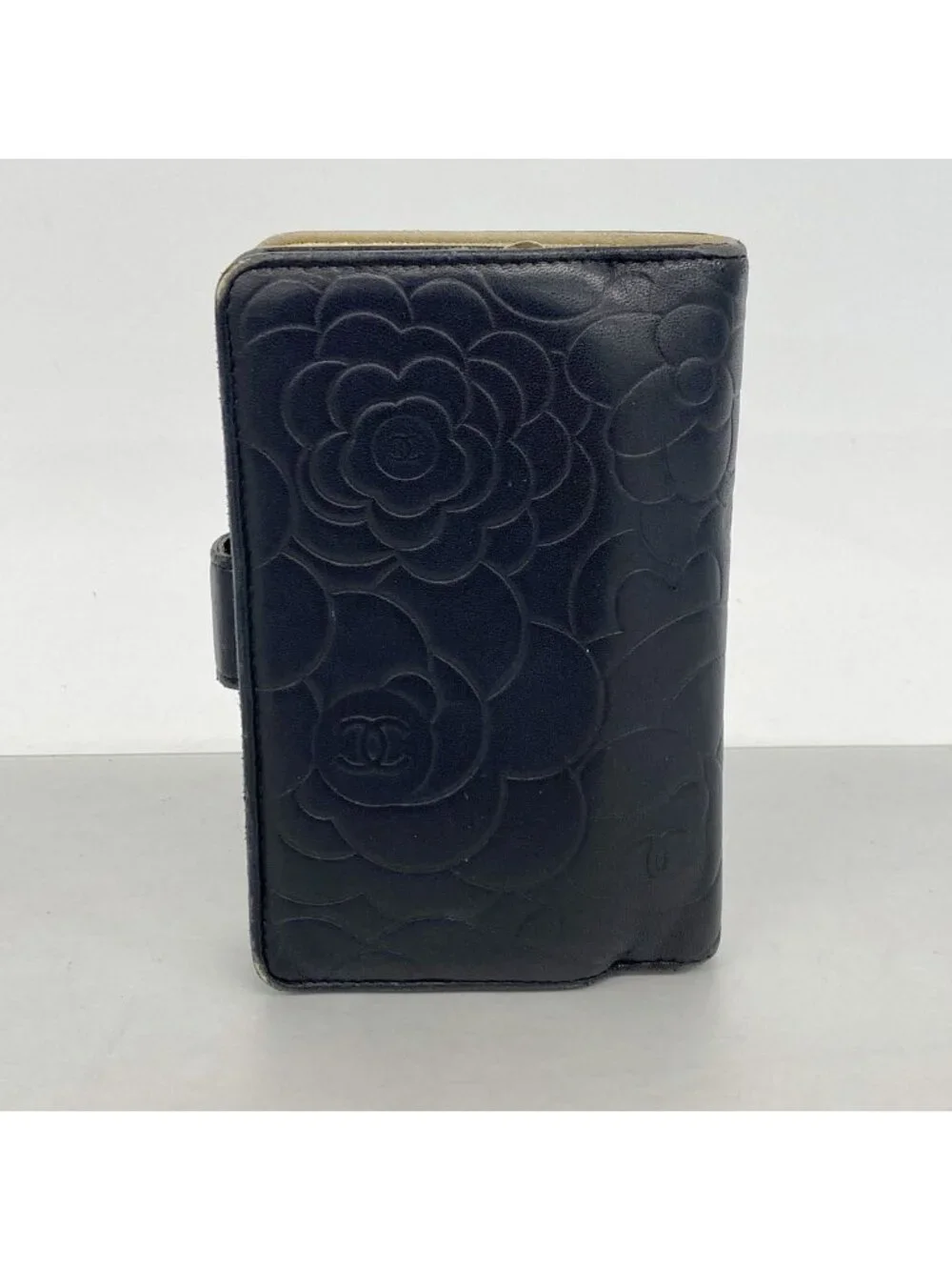 Chanel Wallet Camellia Lambskin Black Gold